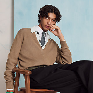 ✨極美品✨ レア HERMES ネクタイ シルク100% ファソネH ゴールド 美品】HERMES エルメス 高級シルクネクタイ H柄 総柄 シルク100